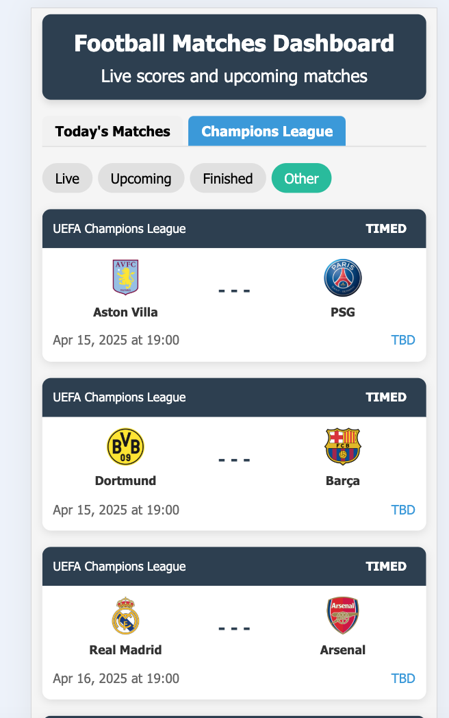 App FootBall Fixtures